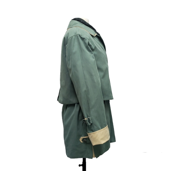 VINTAGE 80s 90s Windbreaker Coat | Green & Yellow | Medium | Nuage Collection - Picture 4 of 13